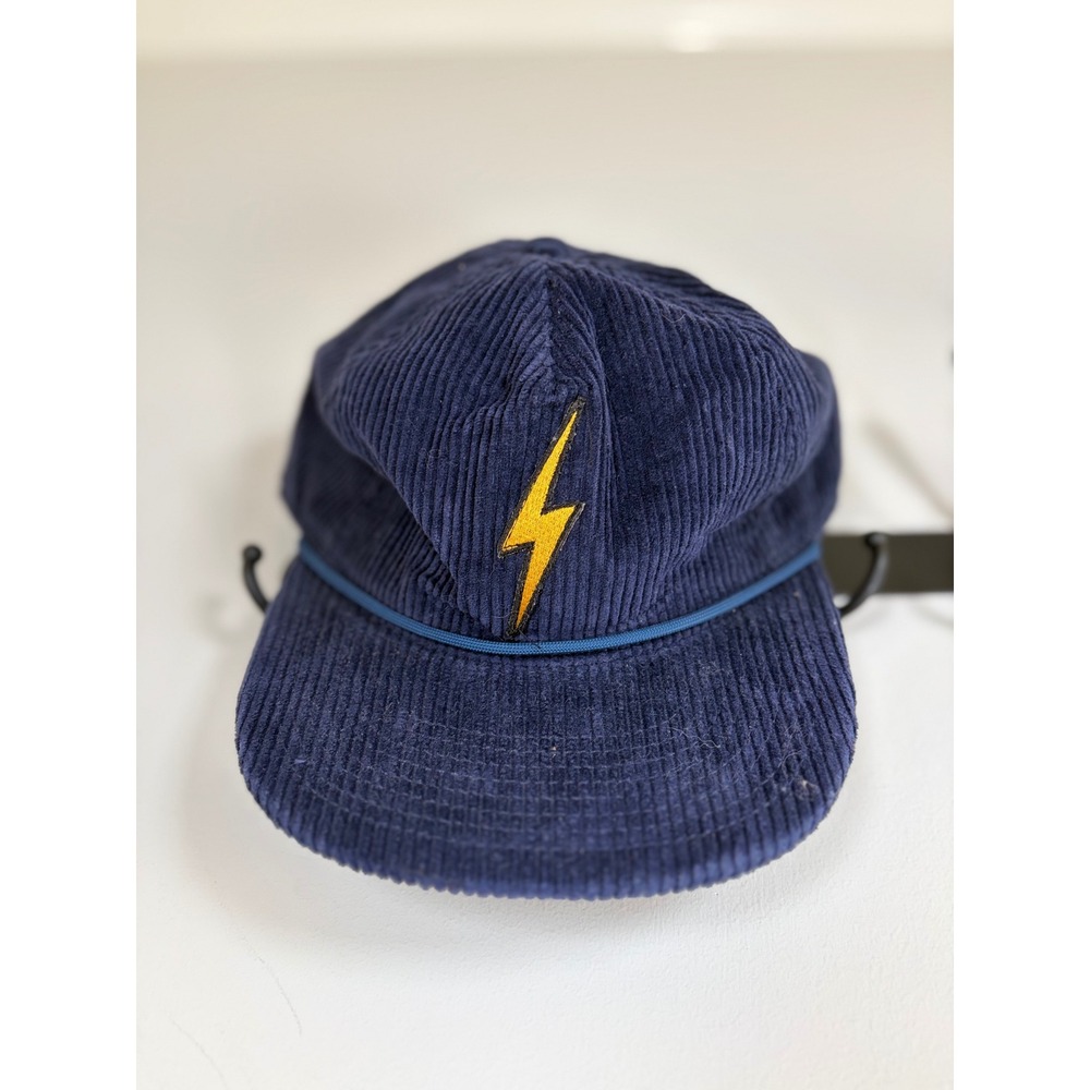 Aviator Nation Navy Blue Corduroy Lightning Bolt Snapback Hat Hat Cap Retro